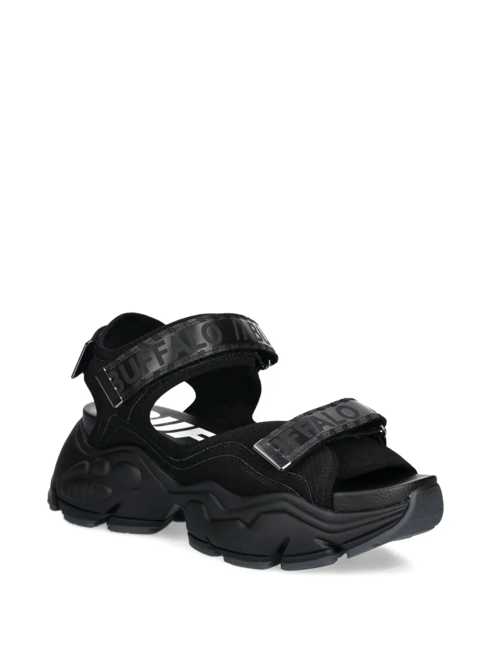 Buffalo Binary 0 sandalen met chunky zool en plateauzool - Zwart