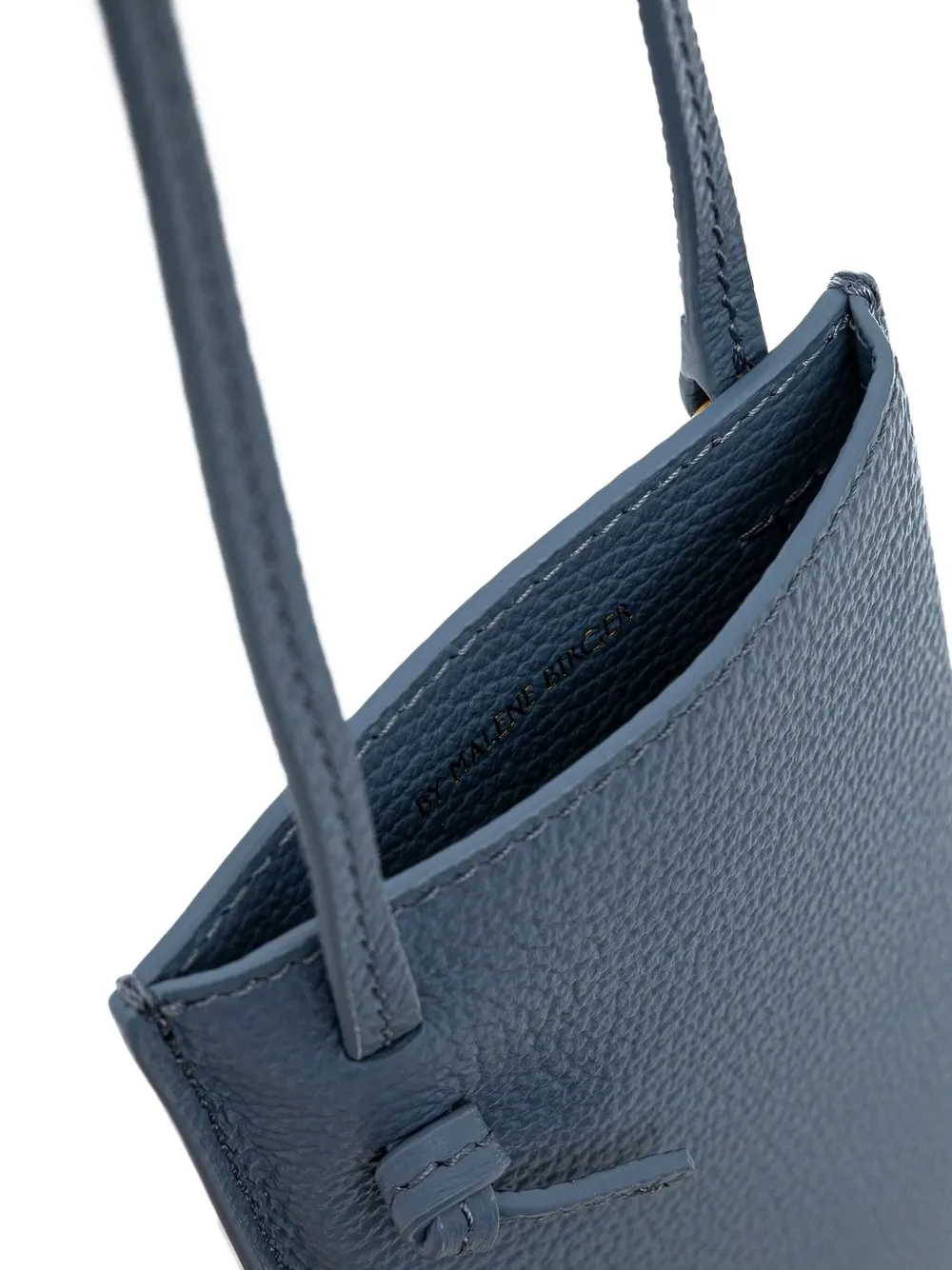 By Malene Birger Geknoopte leren telefoonhoes Blauw