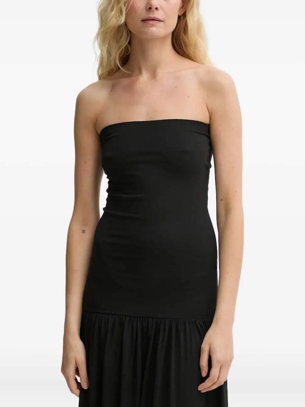 By Malene Birger Strapless jurk met gesmockte afwerking Zwart