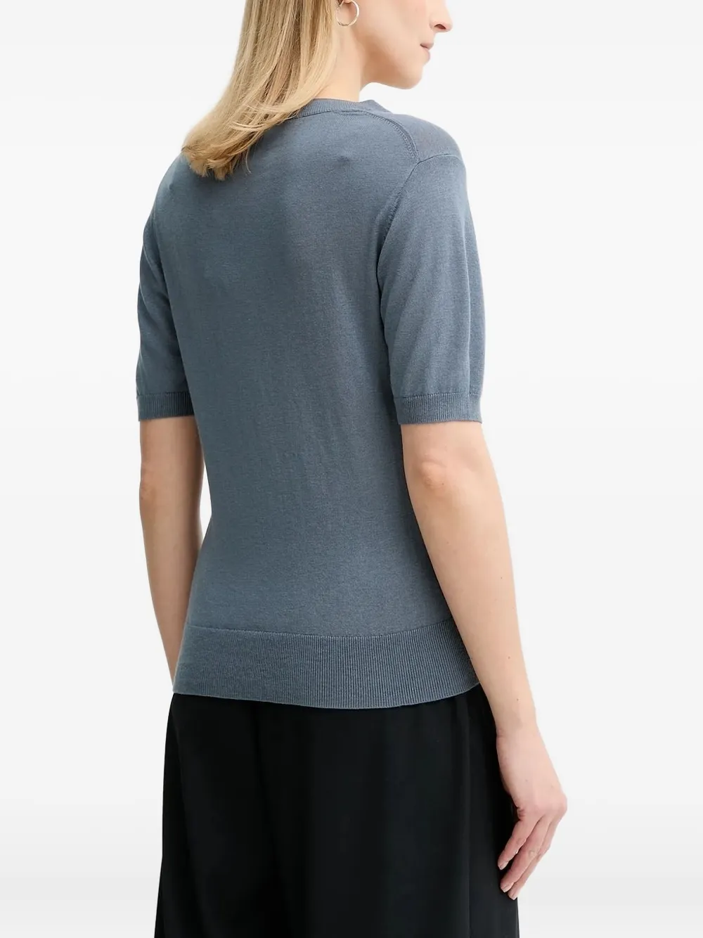 By Malene Birger Trui met keyhole-hals en korte mouwen Grijs