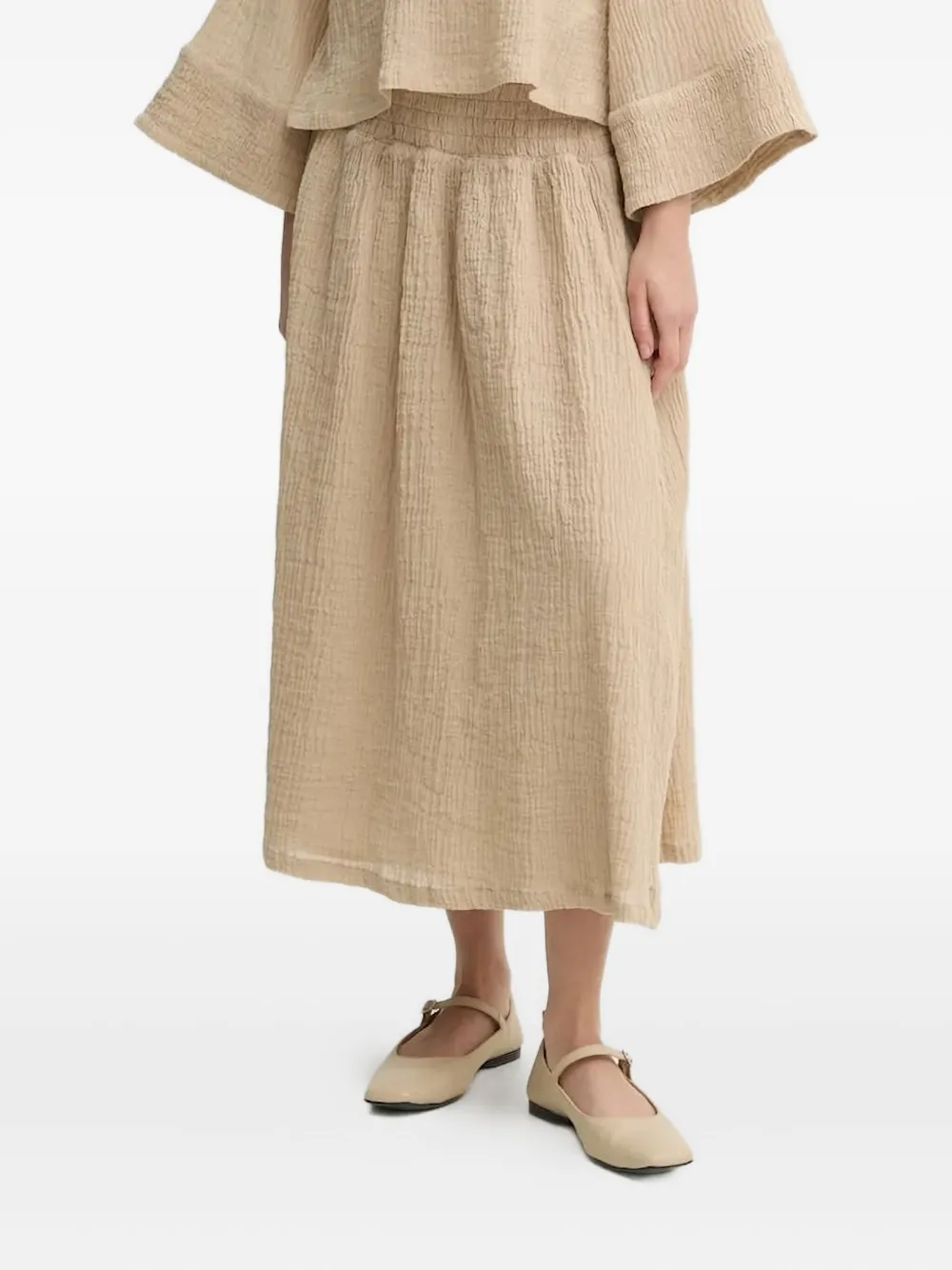 By Malene Birger Smocked-waist Midi A-line Skirt In Nude