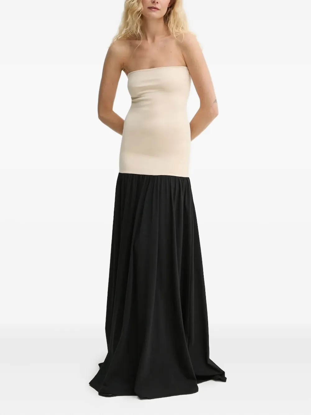 By Malene Birger Strapless jurk met gesmockte afwerking Zwart