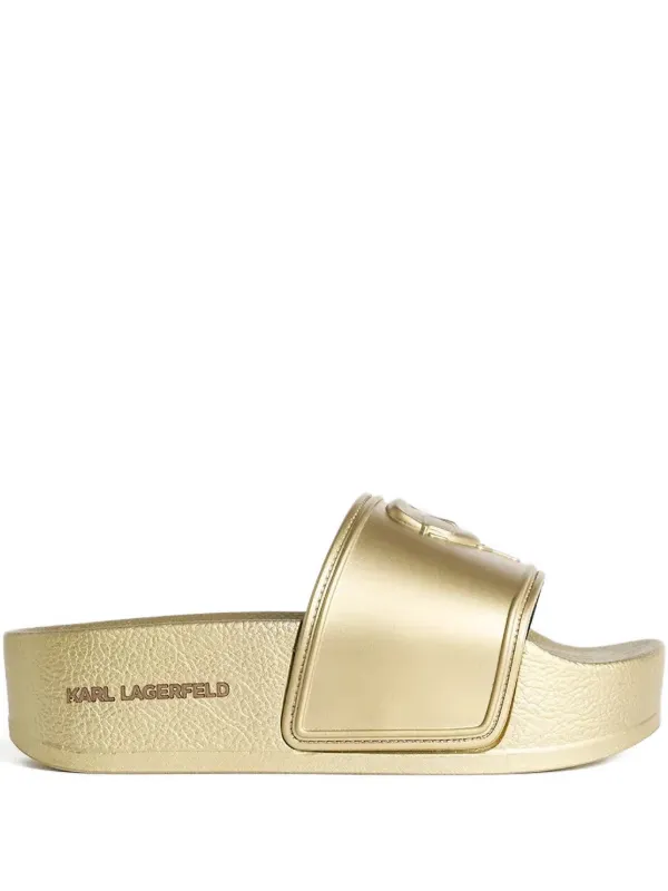 Karl Lagerfeld Ikon Kondo Pool Slides Gold FARFETCH MY