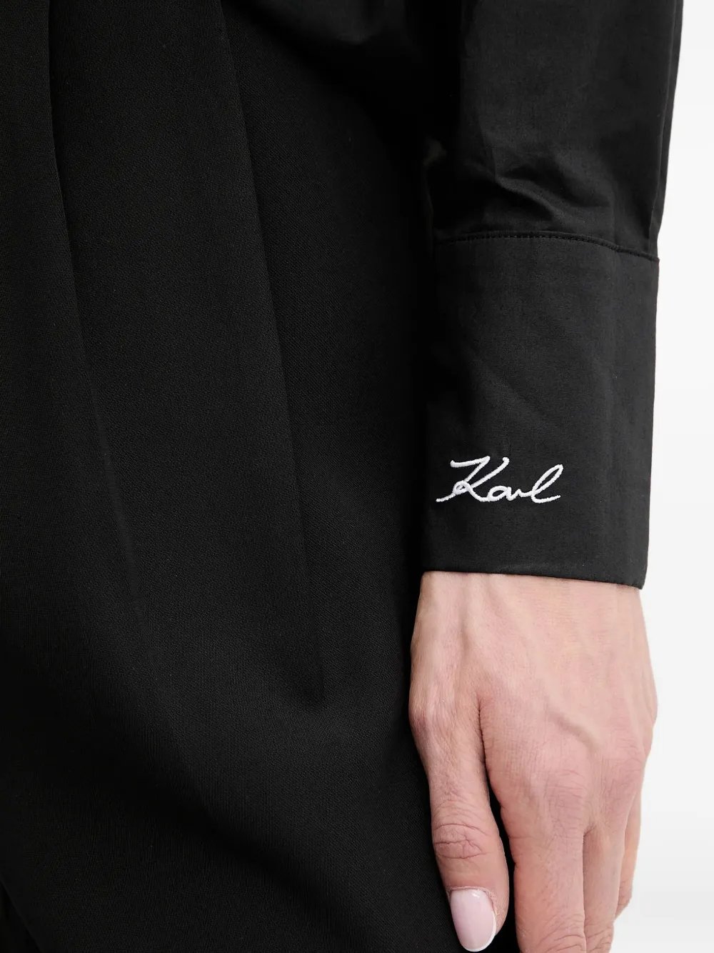 Karl Lagerfeld rose-embellished shirt Zwart