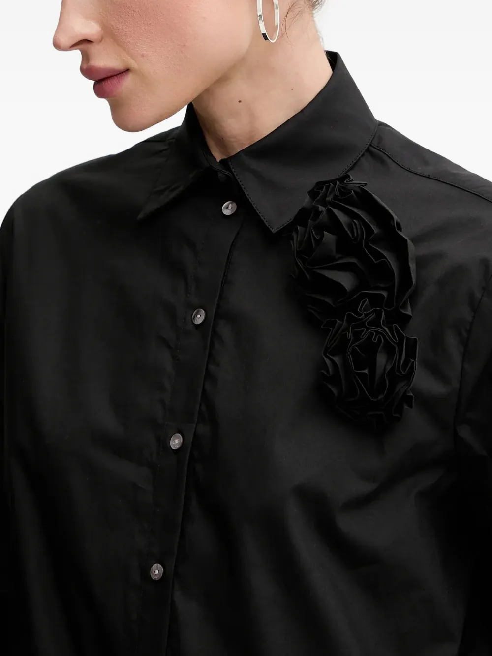 Karl Lagerfeld rose-embellished shirt Zwart