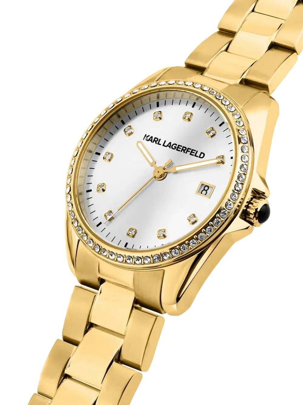 Karl Lagerfeld 35 mm verfraaid met kristallen - Wit