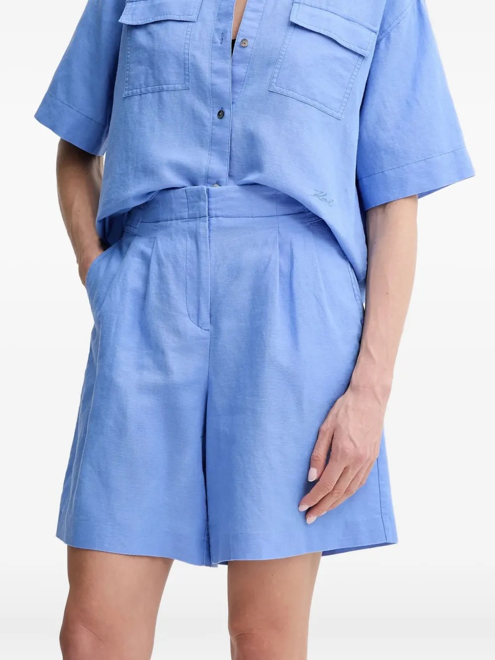 Karl Lagerfeld Linnen shorts Blauw