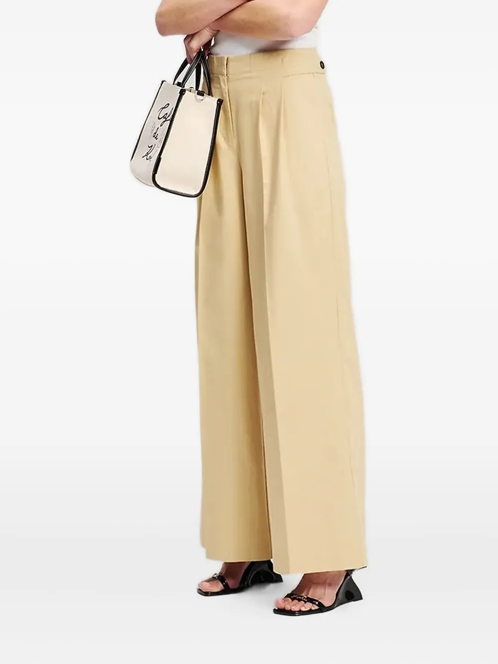 Karl Lagerfeld pleated-front adjustable trousers | Neutrals | Image 1