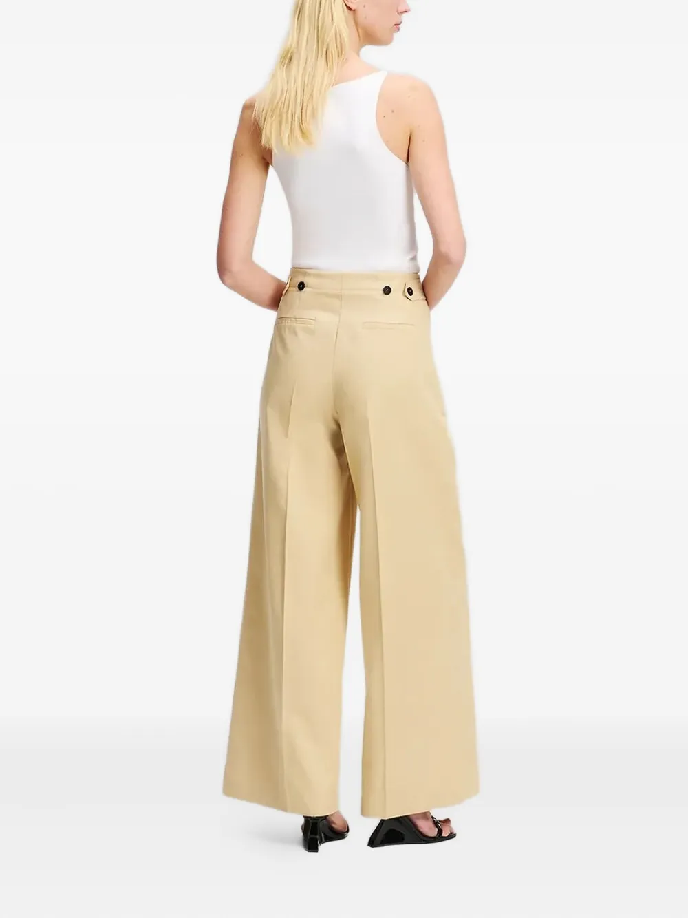 Karl Lagerfeld Verstelbare broek met geplooide voorkant - Beige