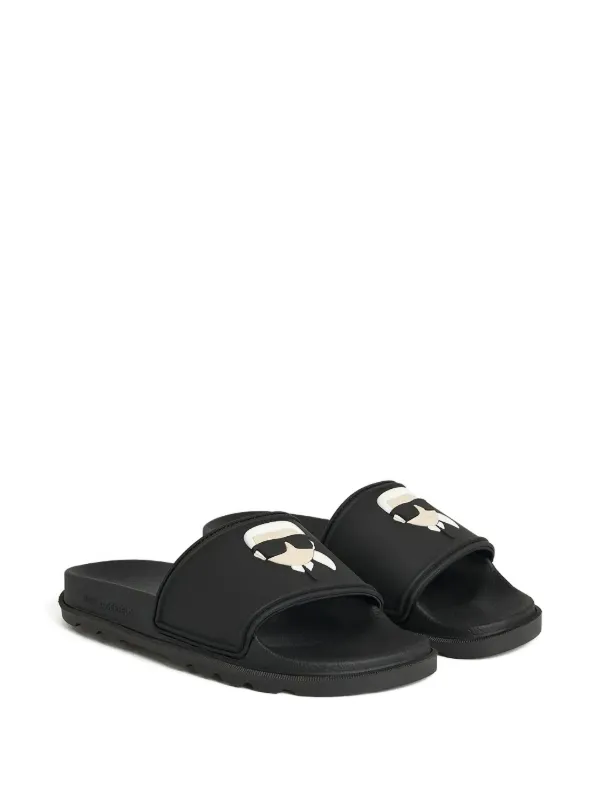 KARL LAGERFELD Kc Maison Logo Slide サンダル Karl Lagerfeld logo-embossed Slides | Black | FARFETCH