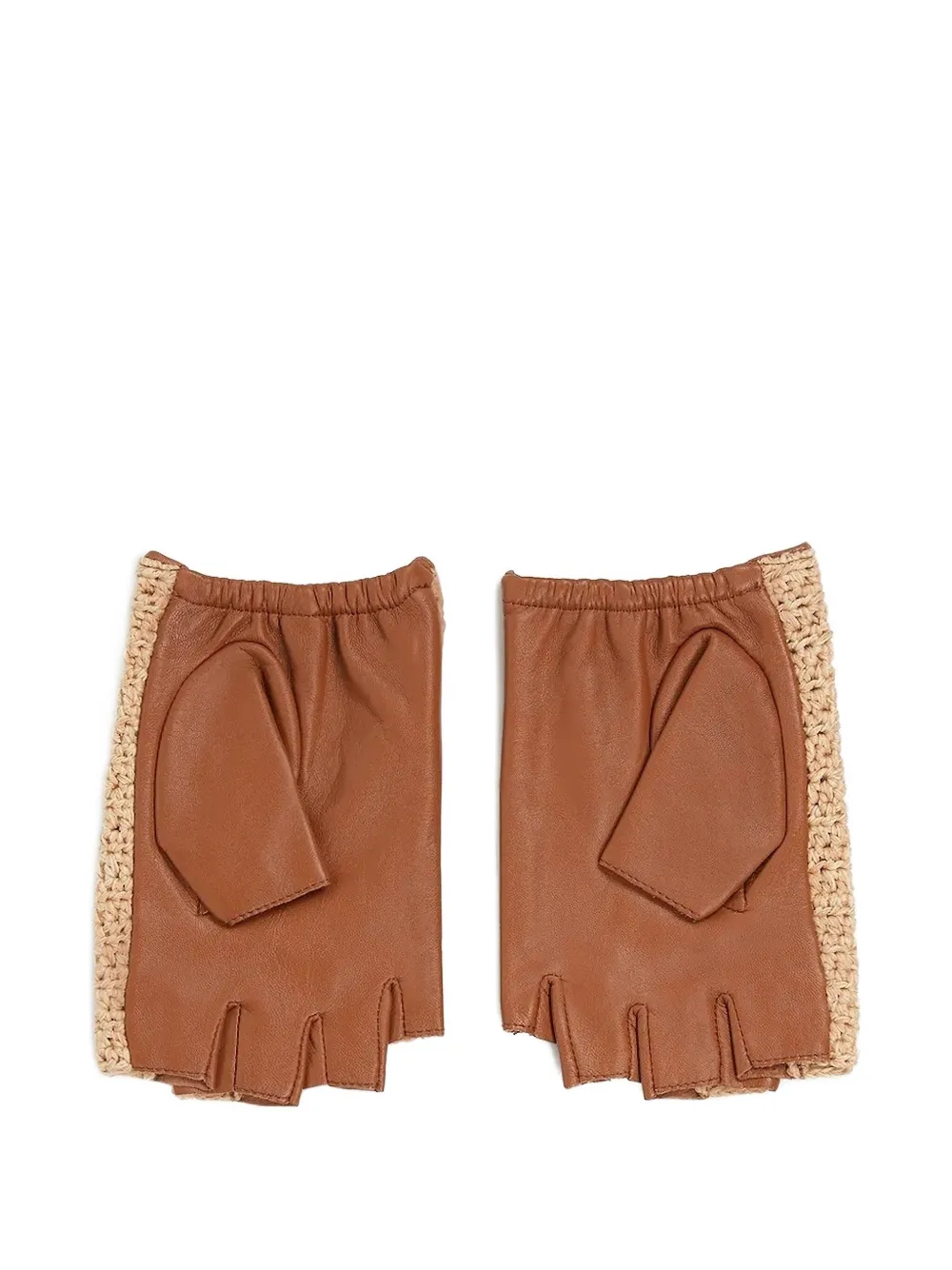 Karl Lagerfeld leather crochet-detailing gloves | Brown | Image 1