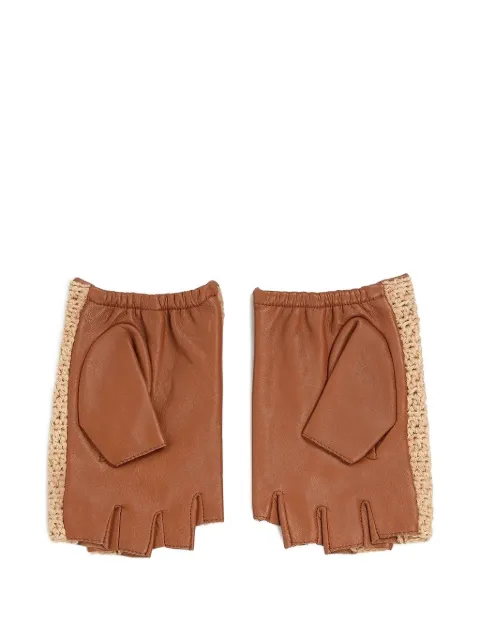 Karl Lagerfeld leather crochet-detailing gloves