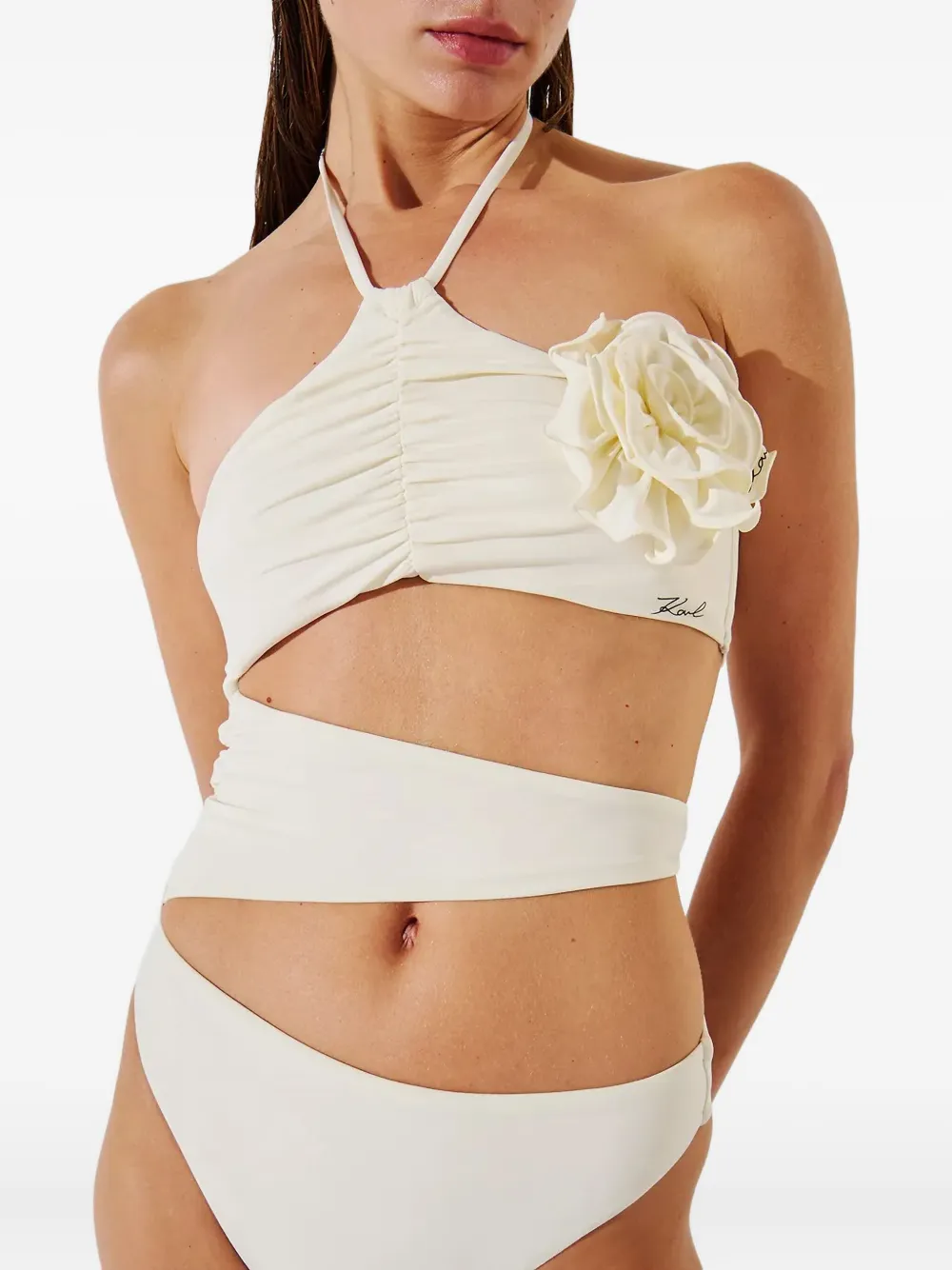 Karl Lagerfeld halterneck swimsuit Wit