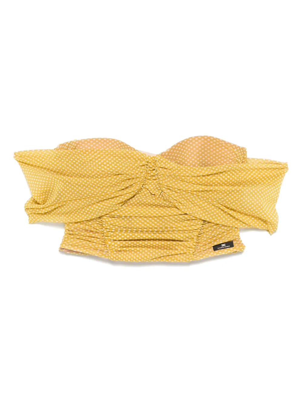 Elisabetta Franchi polka-dot tulle top - イエロー Elisabetta Franchi polka-dot tulle top - イエロー