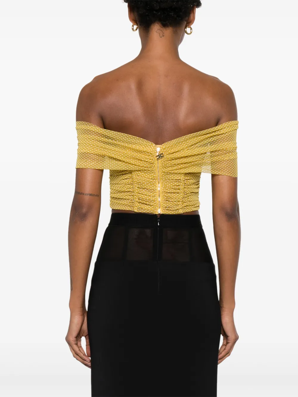Elisabetta Franchi Tulen top met stippen Geel