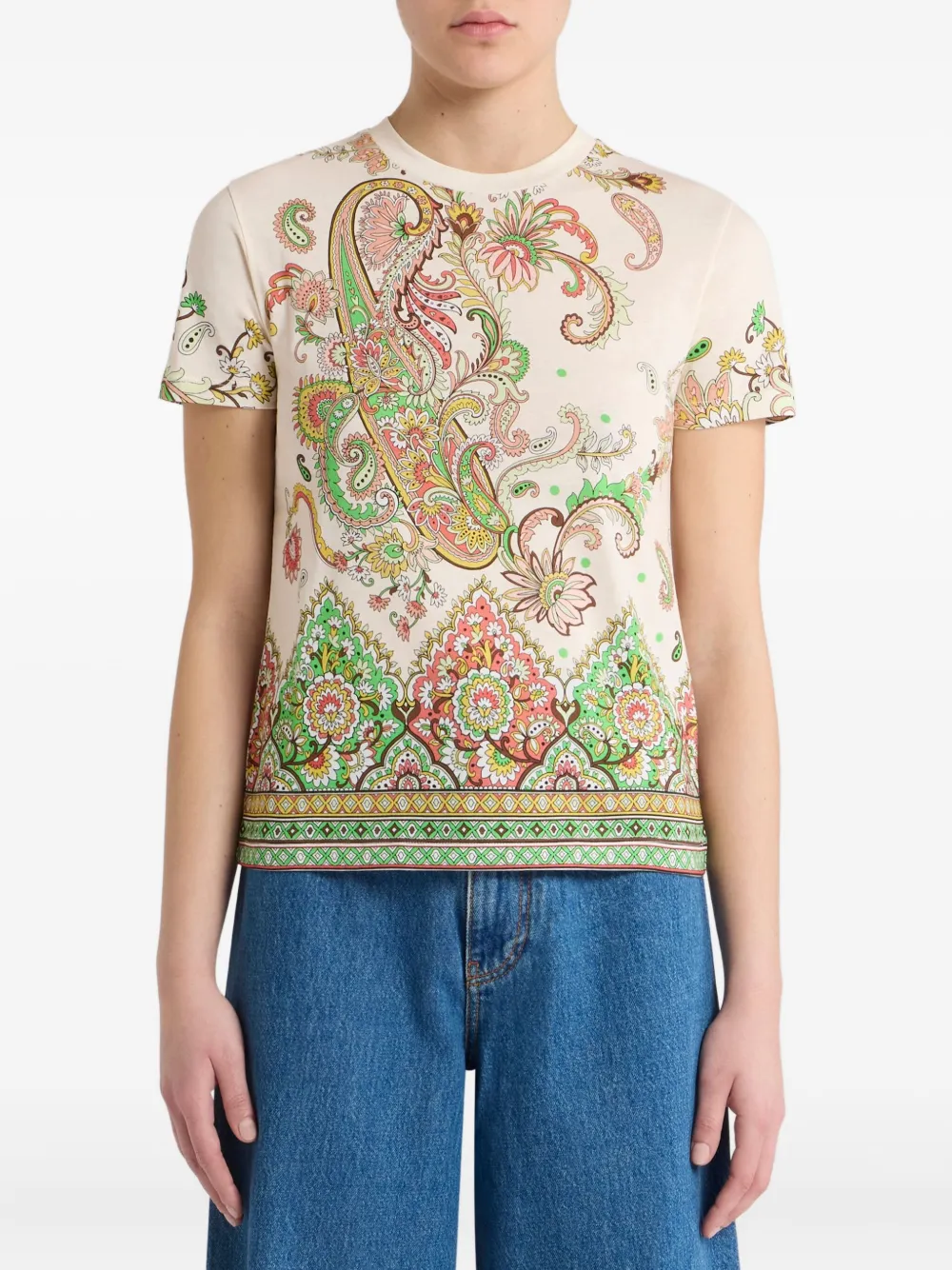 ETRO T-shirt met bloemenprint Wit
