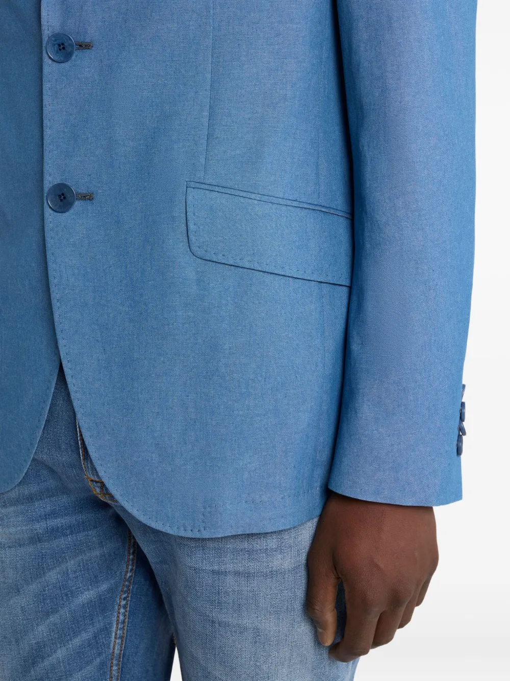 ETRO Katoenen blazer met enkele rij knopen Blauw