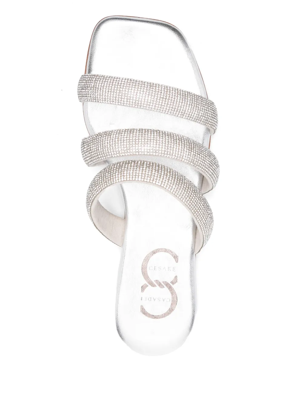 Casadei crystal-embellished flat sandals Silver