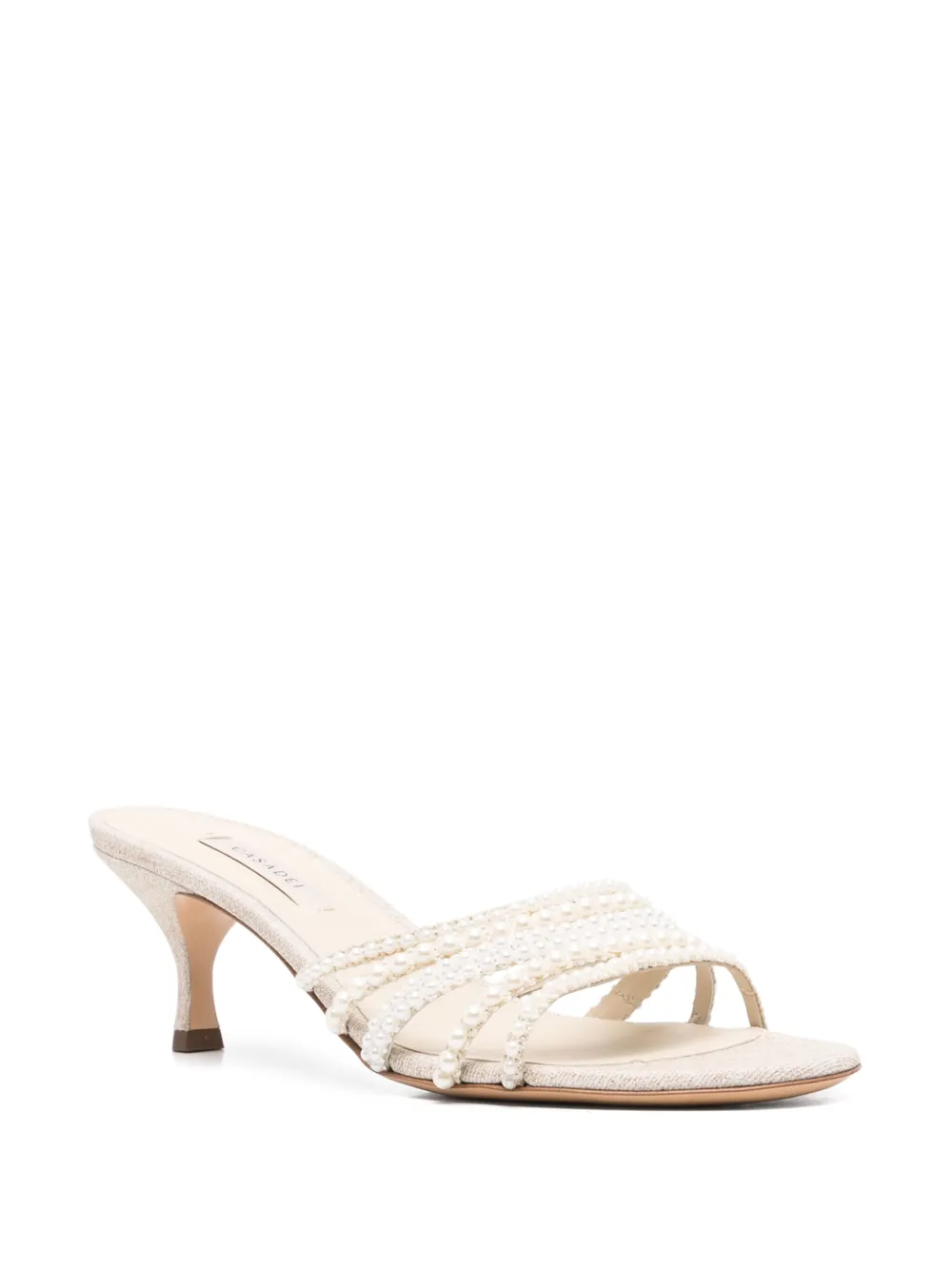 Casadei 70mm pearl-embellished sandals Neutrals