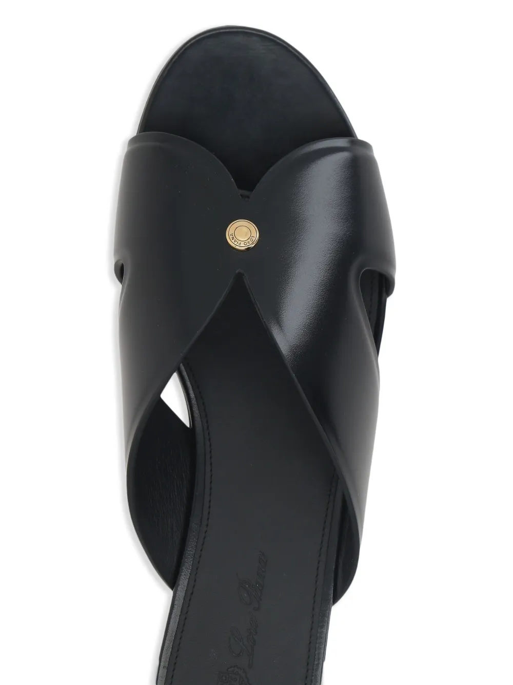 Loro Piana leather slides Black