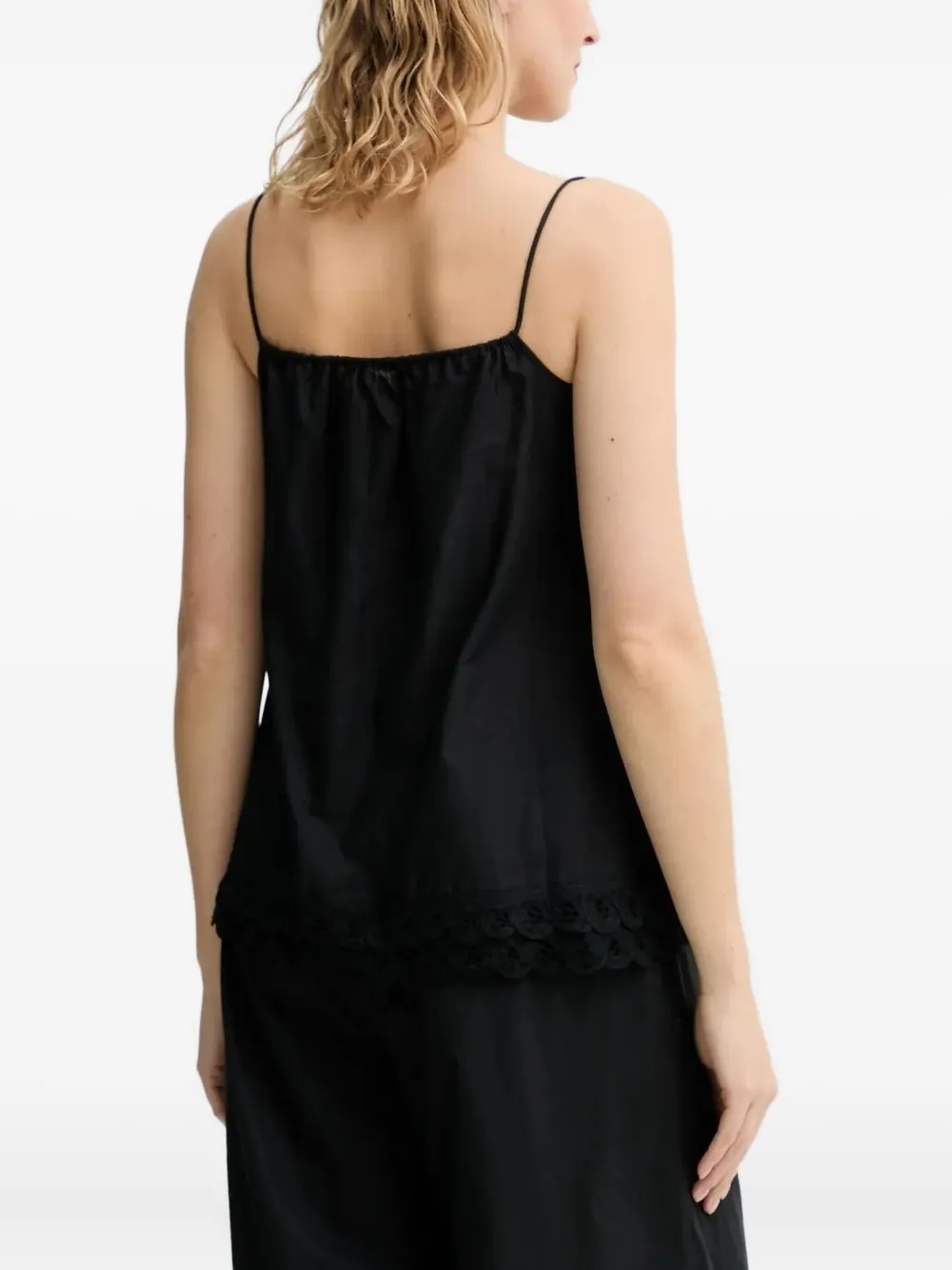 By Malene Birger lace-trimmed drawstring top Zwart