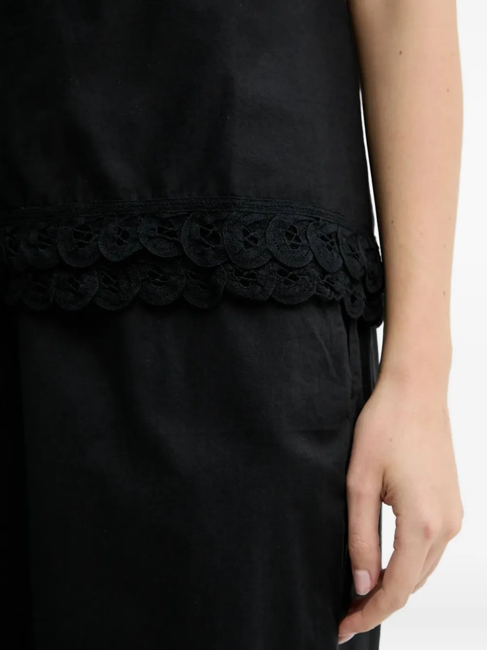 By Malene Birger lace-trimmed drawstring top Zwart