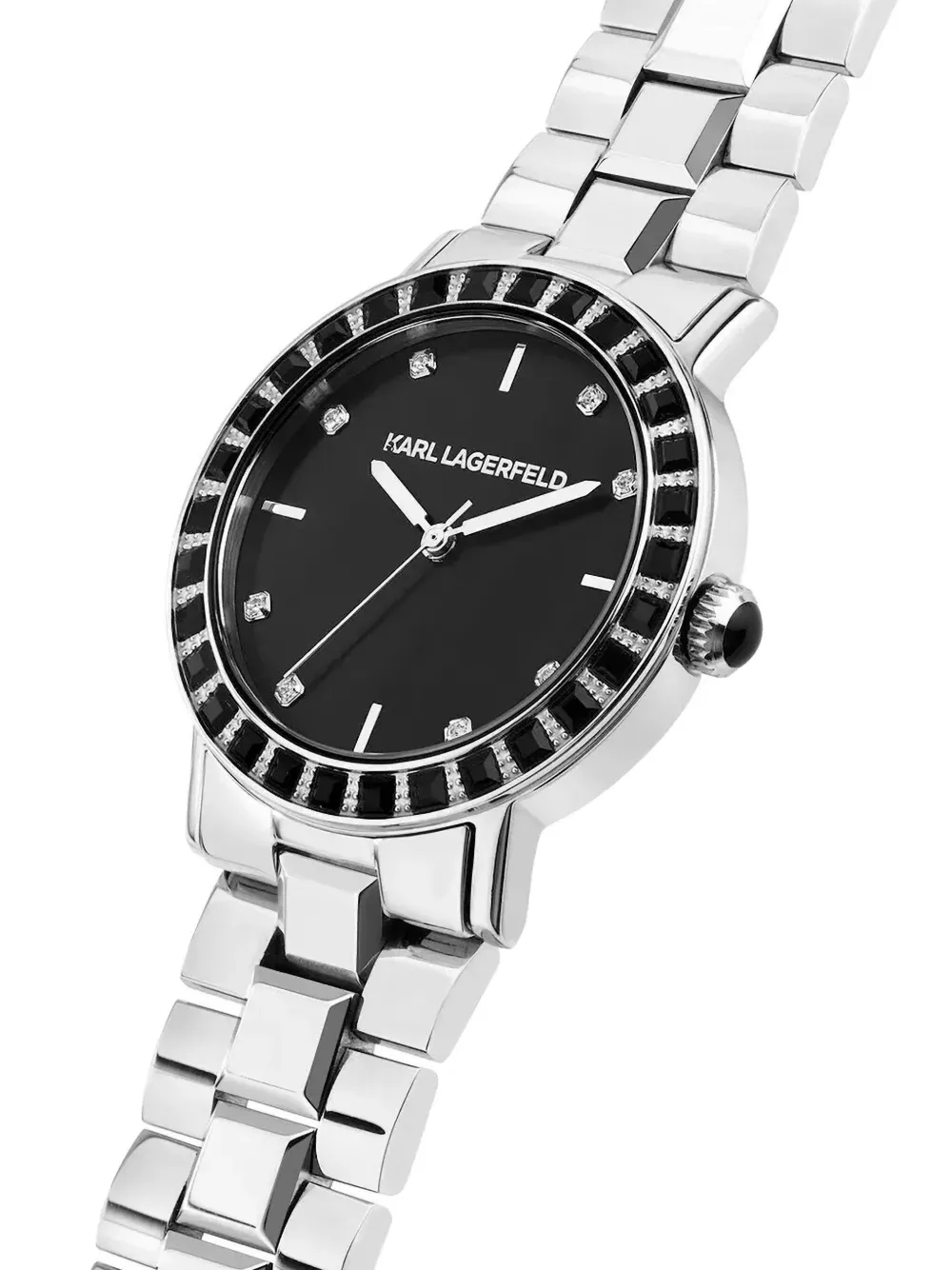 Karl Lagerfeld 33 mm verfraaid met kristallen - Zwart