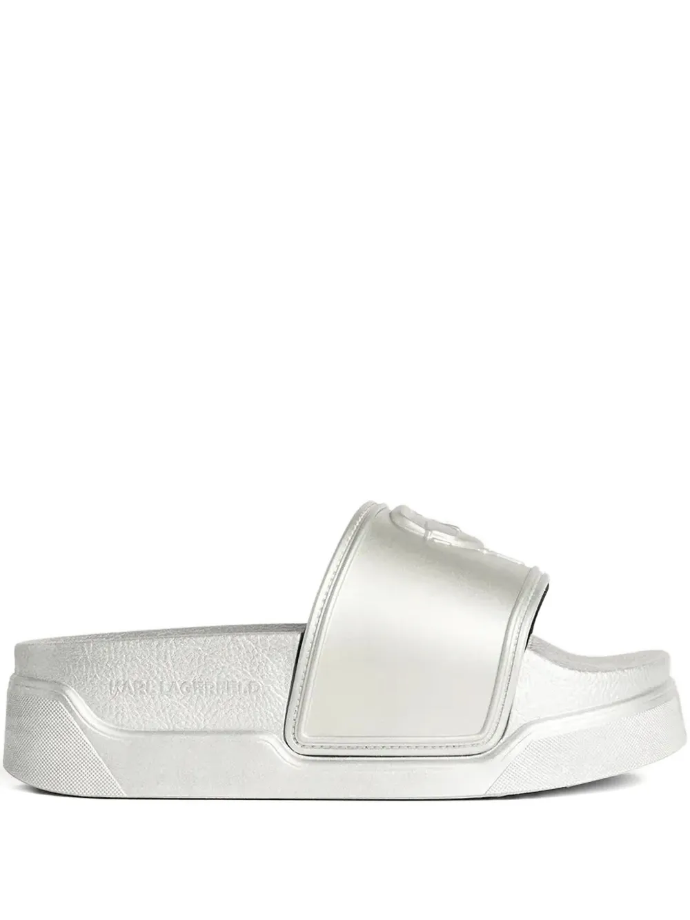 Karl Lagerfeld logo-embossed slides Silver