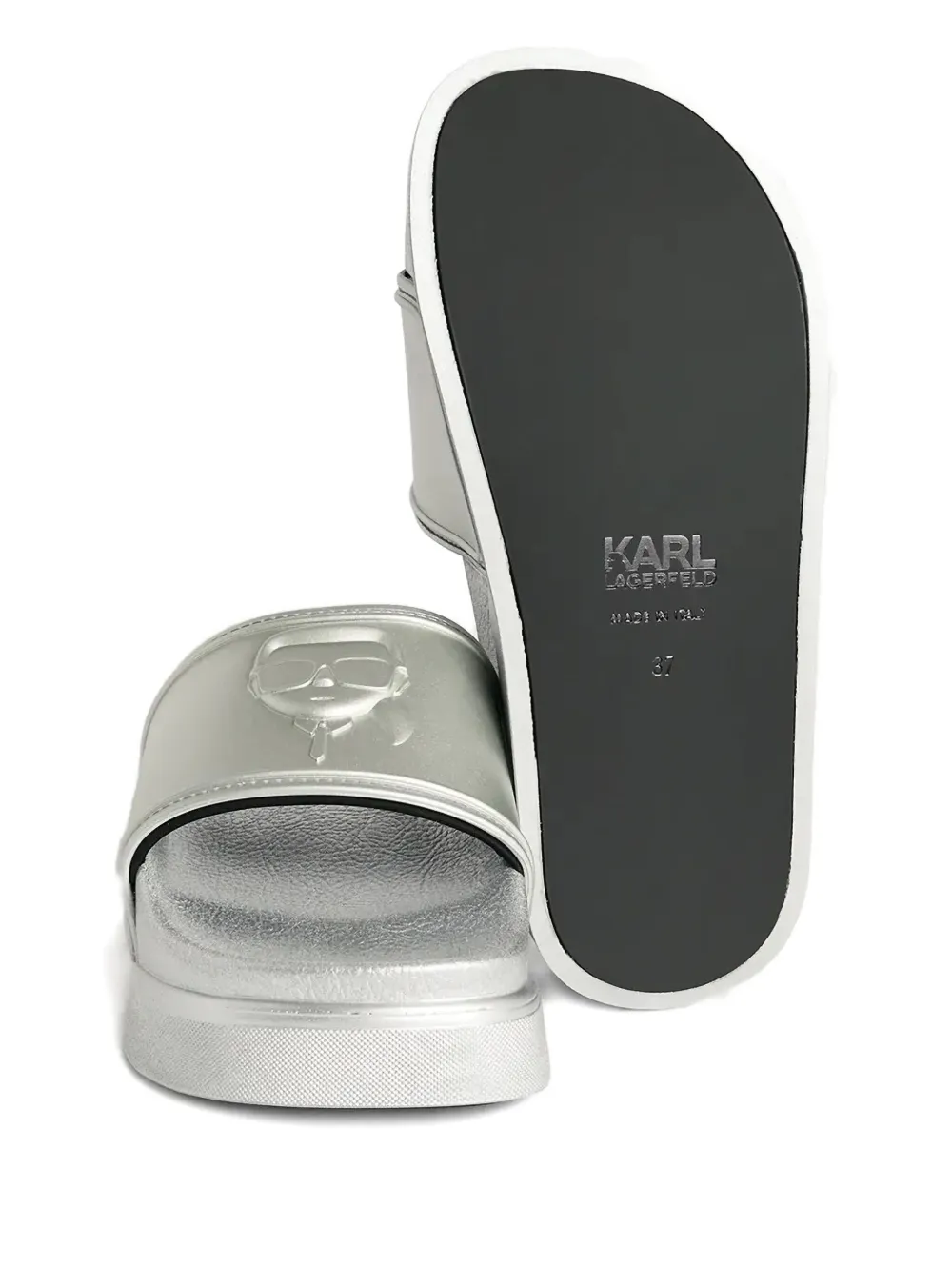 KARL LAGERFELD LOGO-EMBOSSED SLIDES