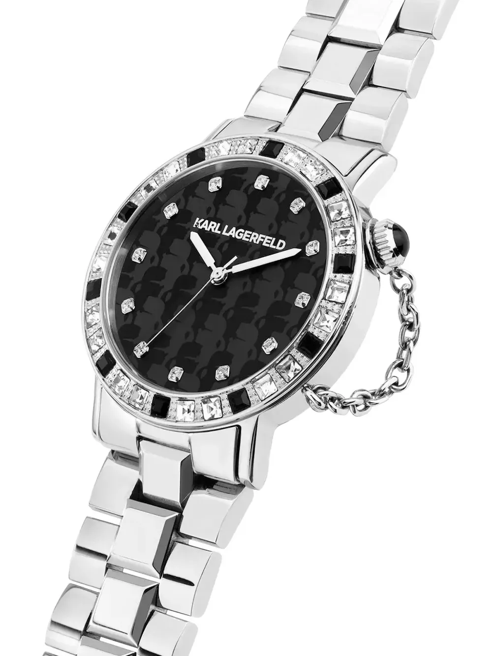 Karl Lagerfeld 33 mm verfraaid met kristallen - Zwart