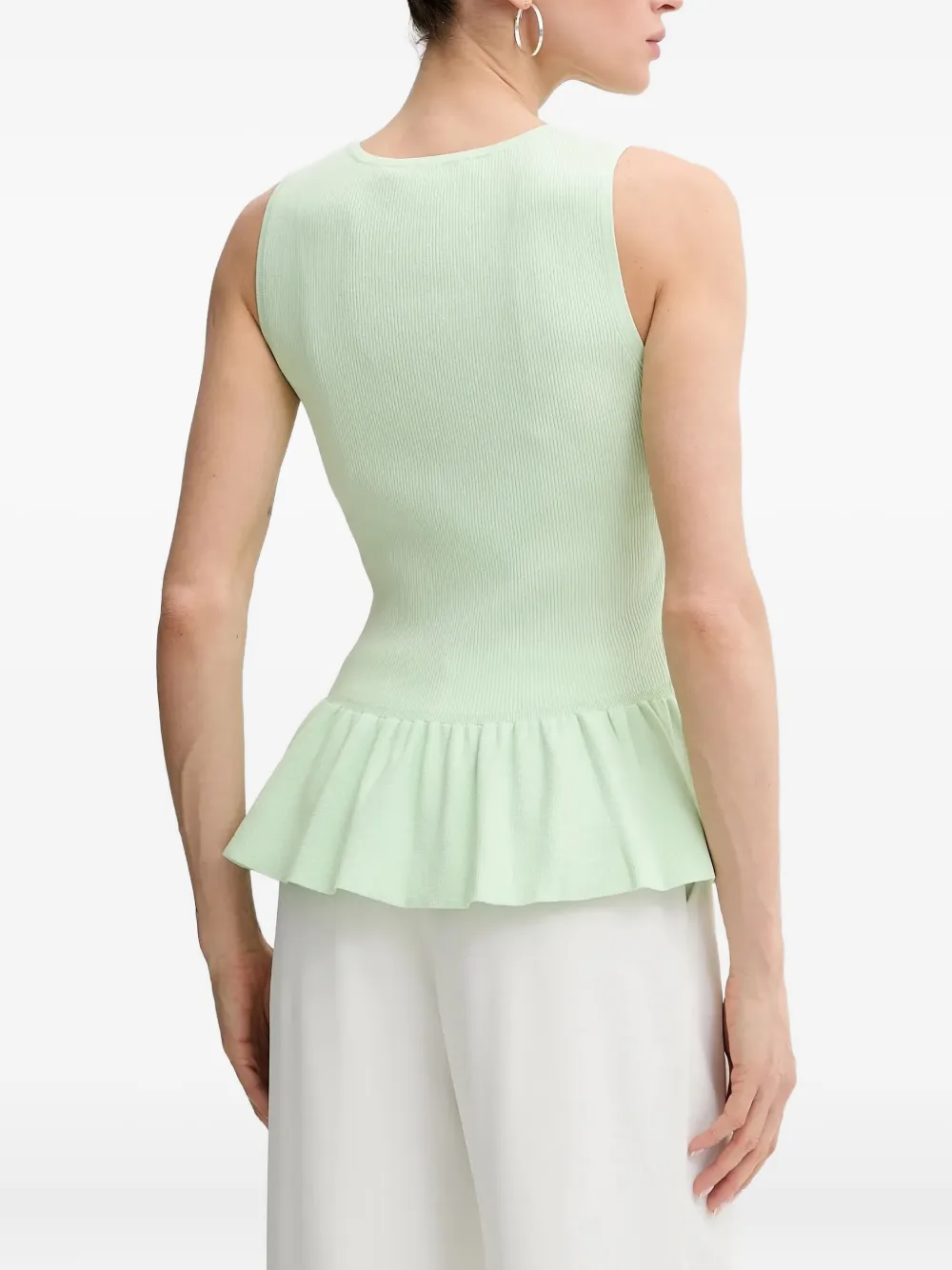 Karl Lagerfeld ribbed peplum top Groen