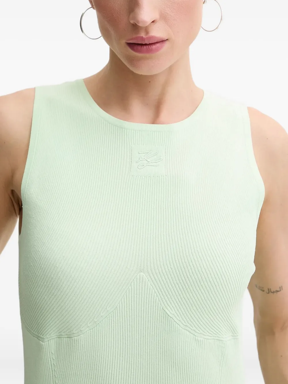 Karl Lagerfeld ribbed peplum top Groen