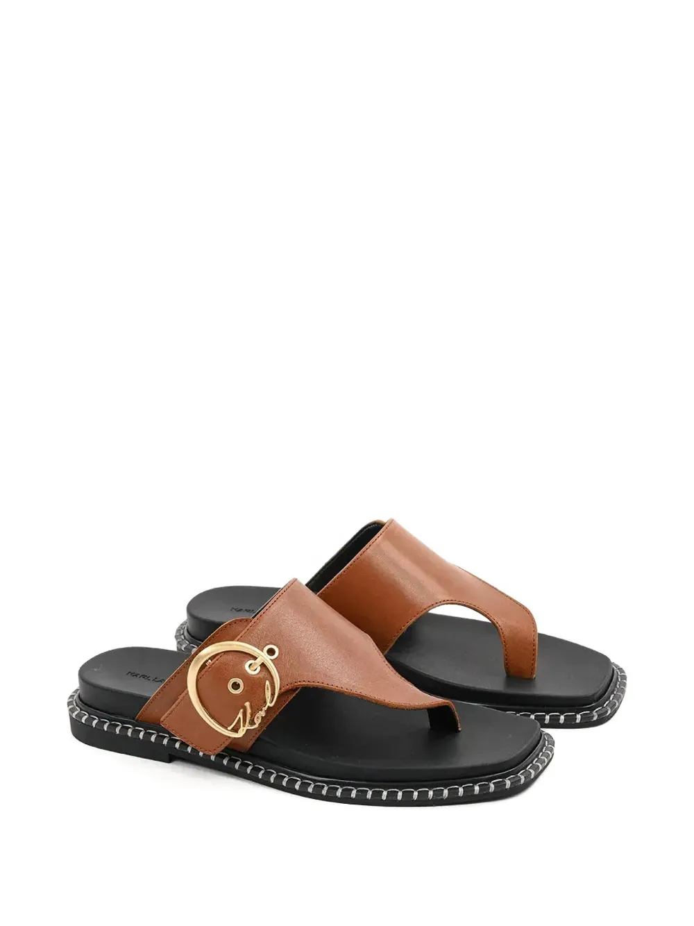 Karl Lagerfeld leather sandals Brown