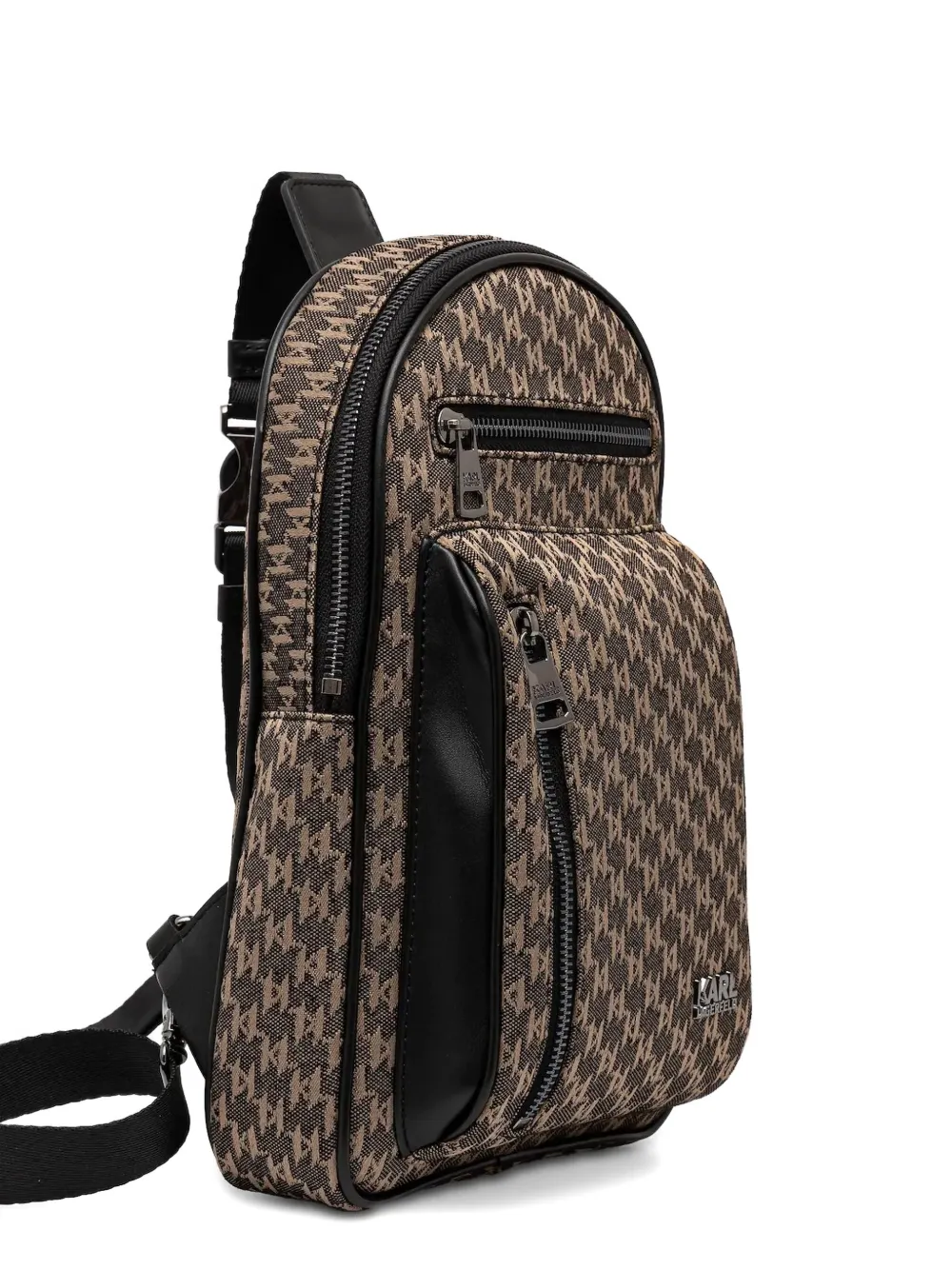 Karl Lagerfeld Rugzak met pied-de-poule print Bruin