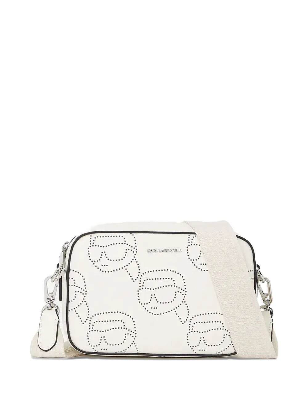 Karl Lagerfeld Ikon Perforated cross body bag Wit