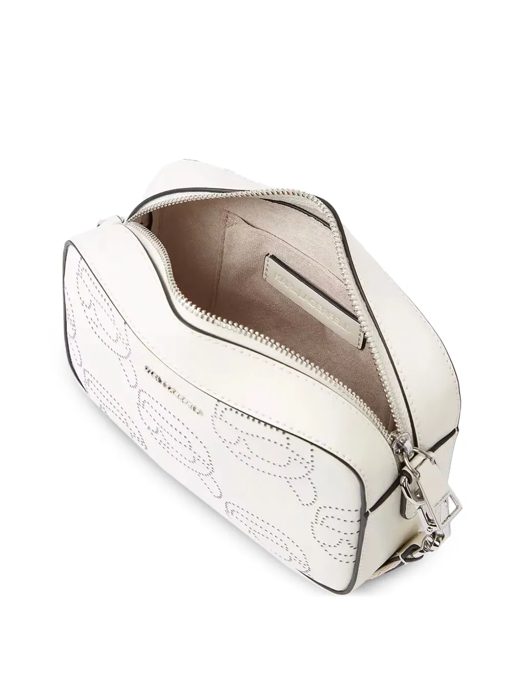 Karl Lagerfeld Ikon Perforated cross body bag Wit