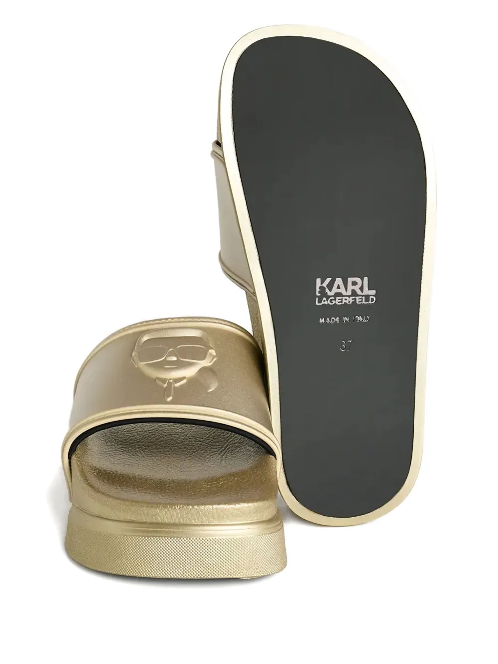 Karl Lagerfeld logo-embossed slides Gold