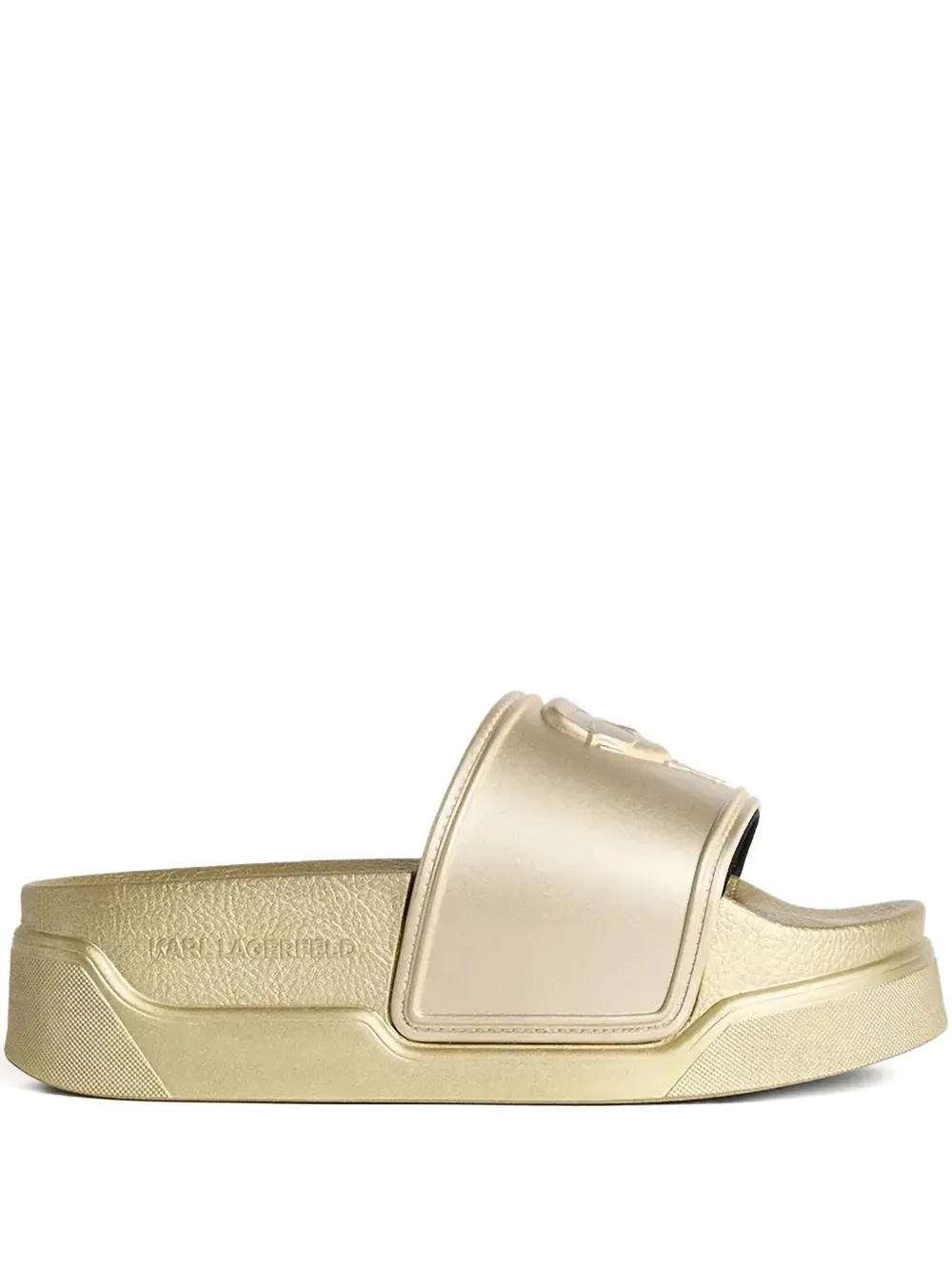 Karl Lagerfeld logo-embossed slides Gold