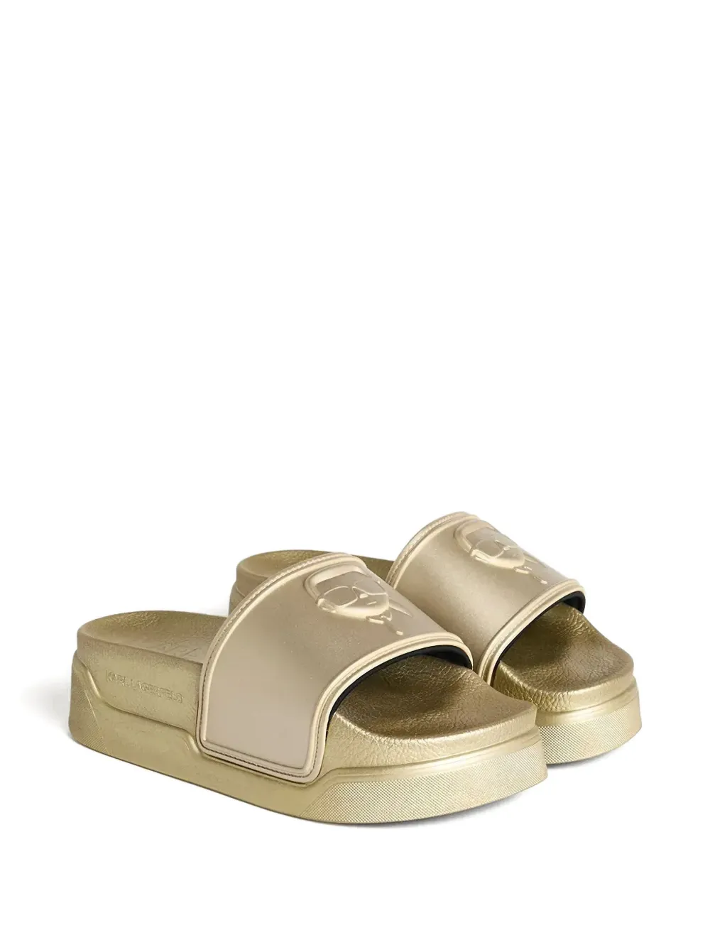 Karl Lagerfeld logo-embossed slides - Goud
