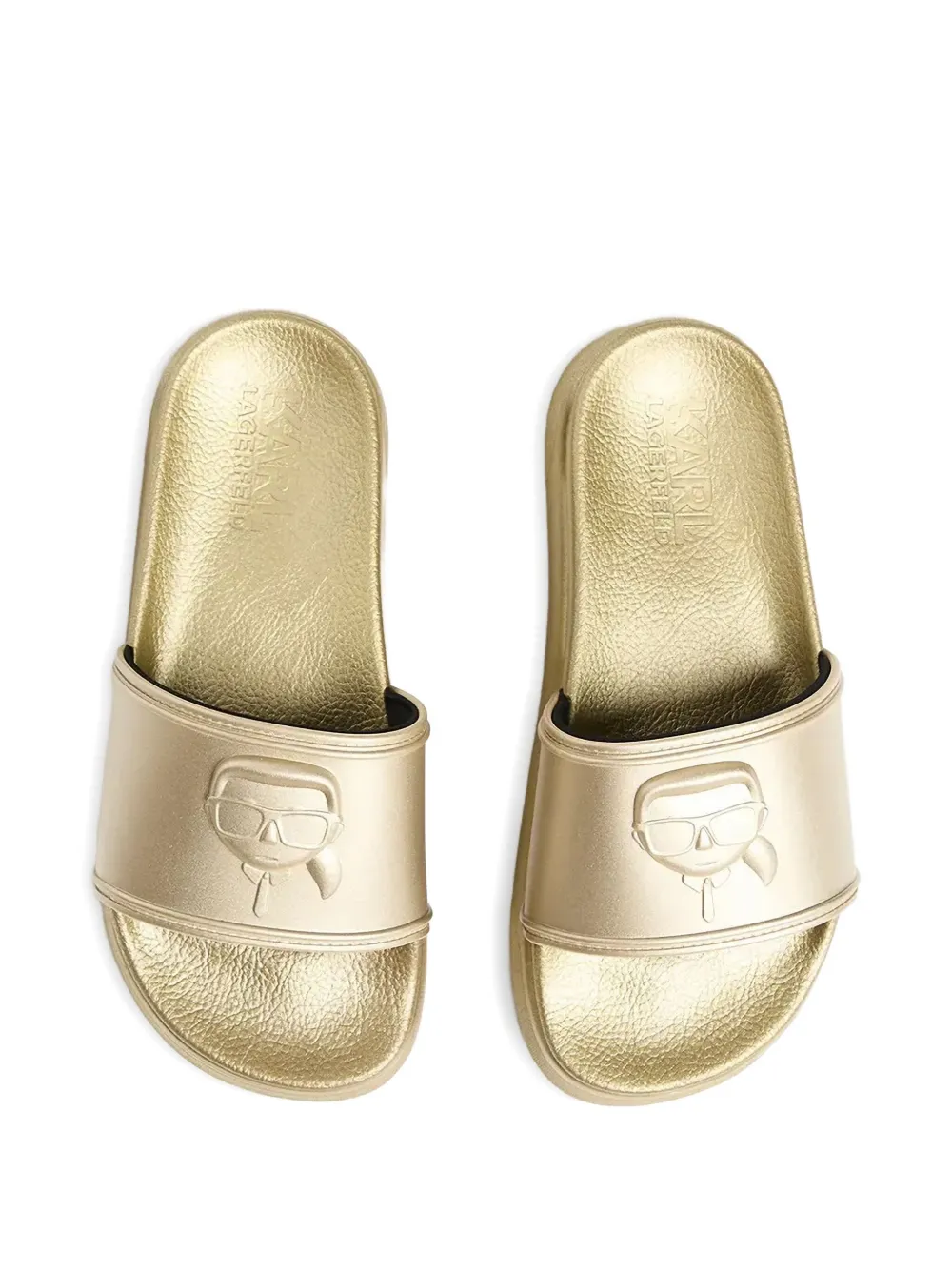 Karl Lagerfeld logo-embossed slides Gold