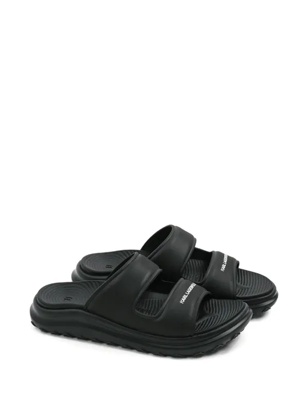 Karl Lagerfeld logo-print Slides | Black | FARFETCH