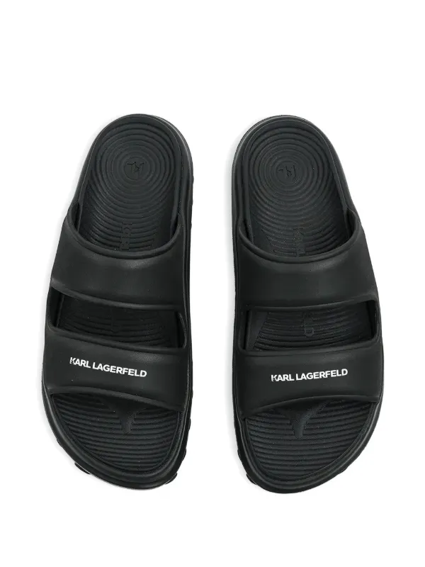 Karl Lagerfeld Paris Men\'s Black Signature Logo Print Slides Size 11 Karl Lagerfeld logo-print Slides | Black | FARFETCH main image 4