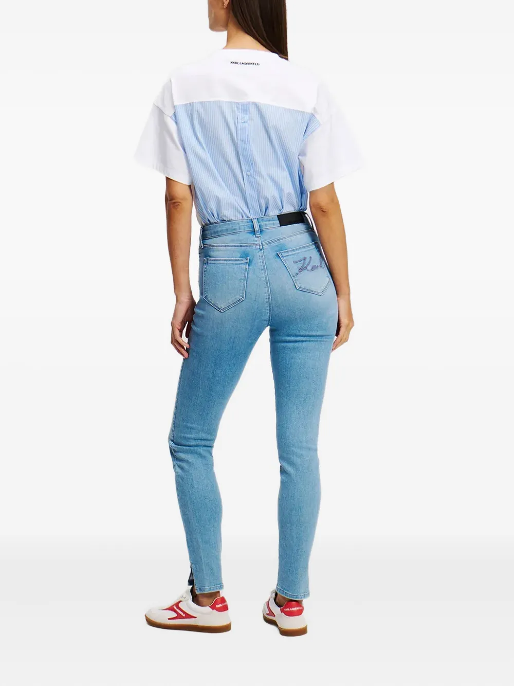 Karl Lagerfeld embroidered logo jeans Blauw