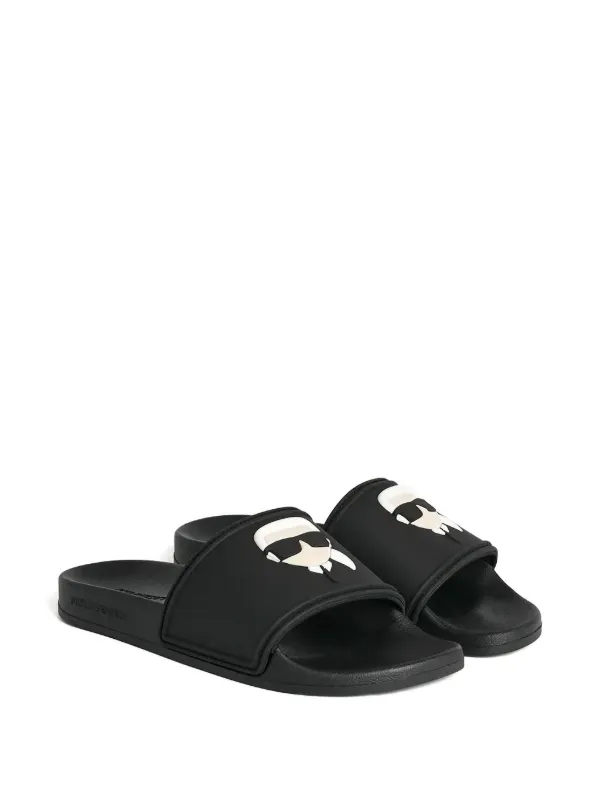 KARL LAGERFELD Kc Maison Logo Slide サンダル Karl Lagerfeld logo-embossed Slides | Black | FARFETCH