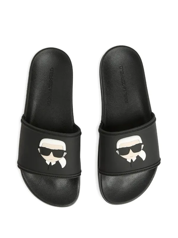 KARL LAGERFELD Kc Maison Logo Slide サンダル Karl Lagerfeld logo-embossed Slides | Black | FARFETCH