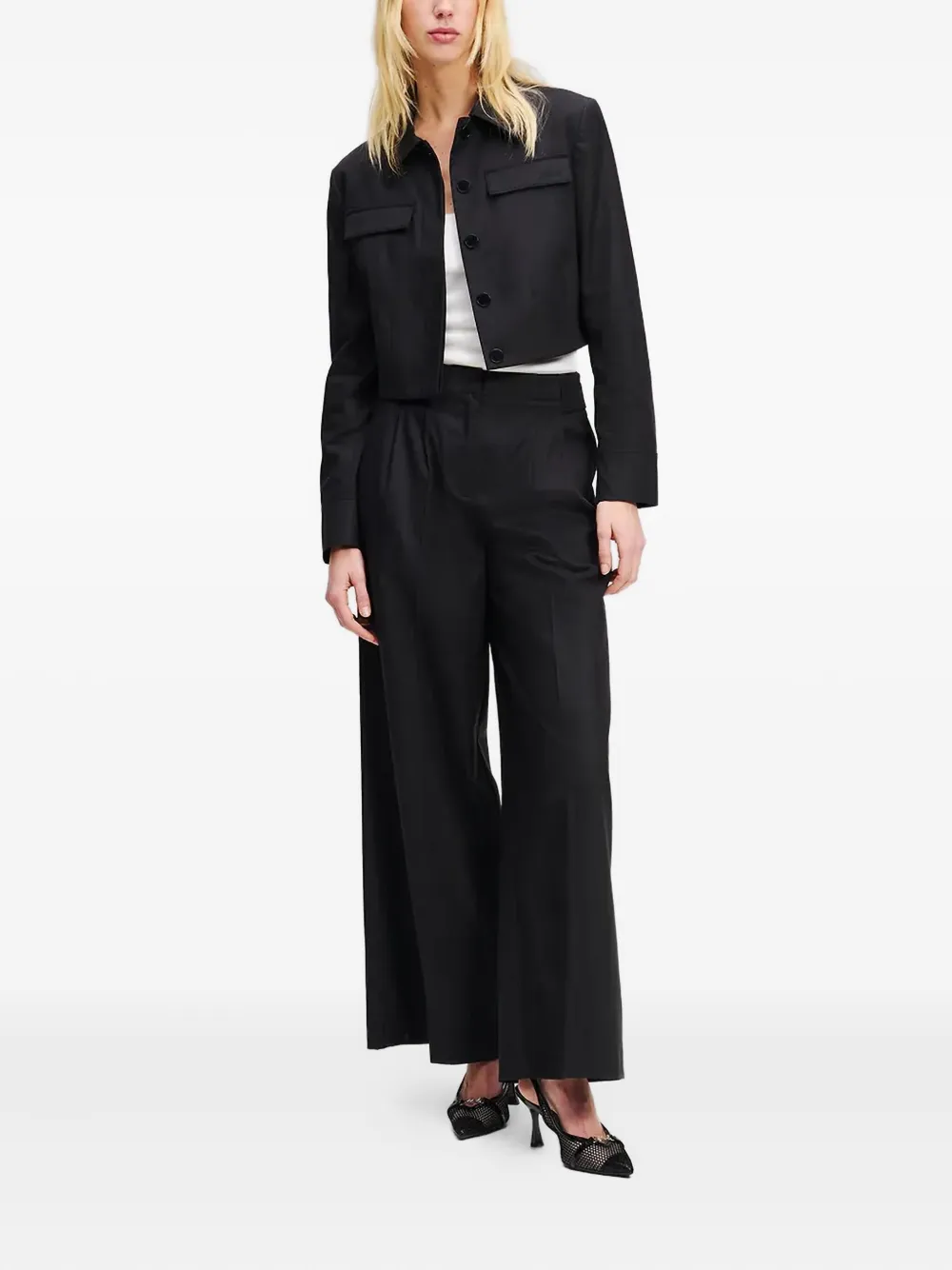 Karl Lagerfeld Cropped jack met zakdetail Zwart
