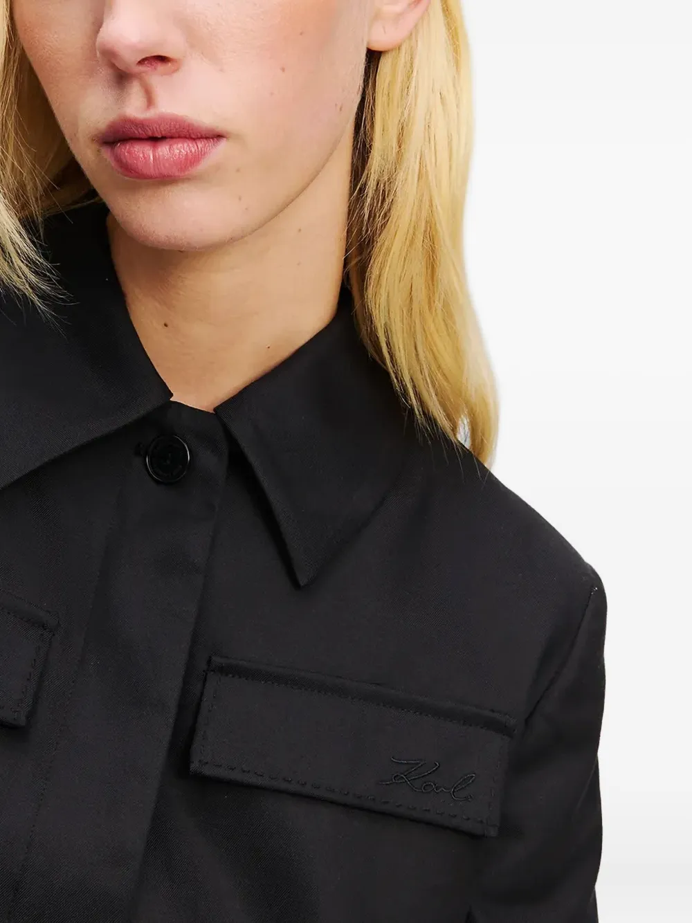 Karl Lagerfeld Cropped jack met zakdetail Zwart