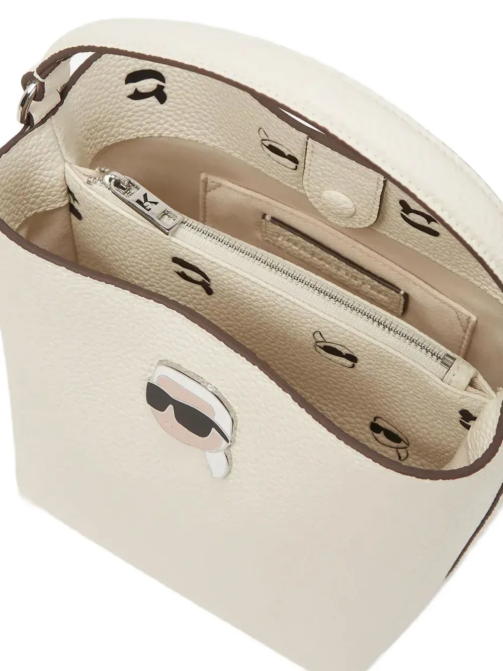 Karl Lagerfeld Leren bucket-tas met textuur Wit