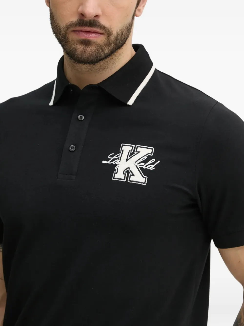 Karl Lagerfeld Overhemd met logopatch Zwart