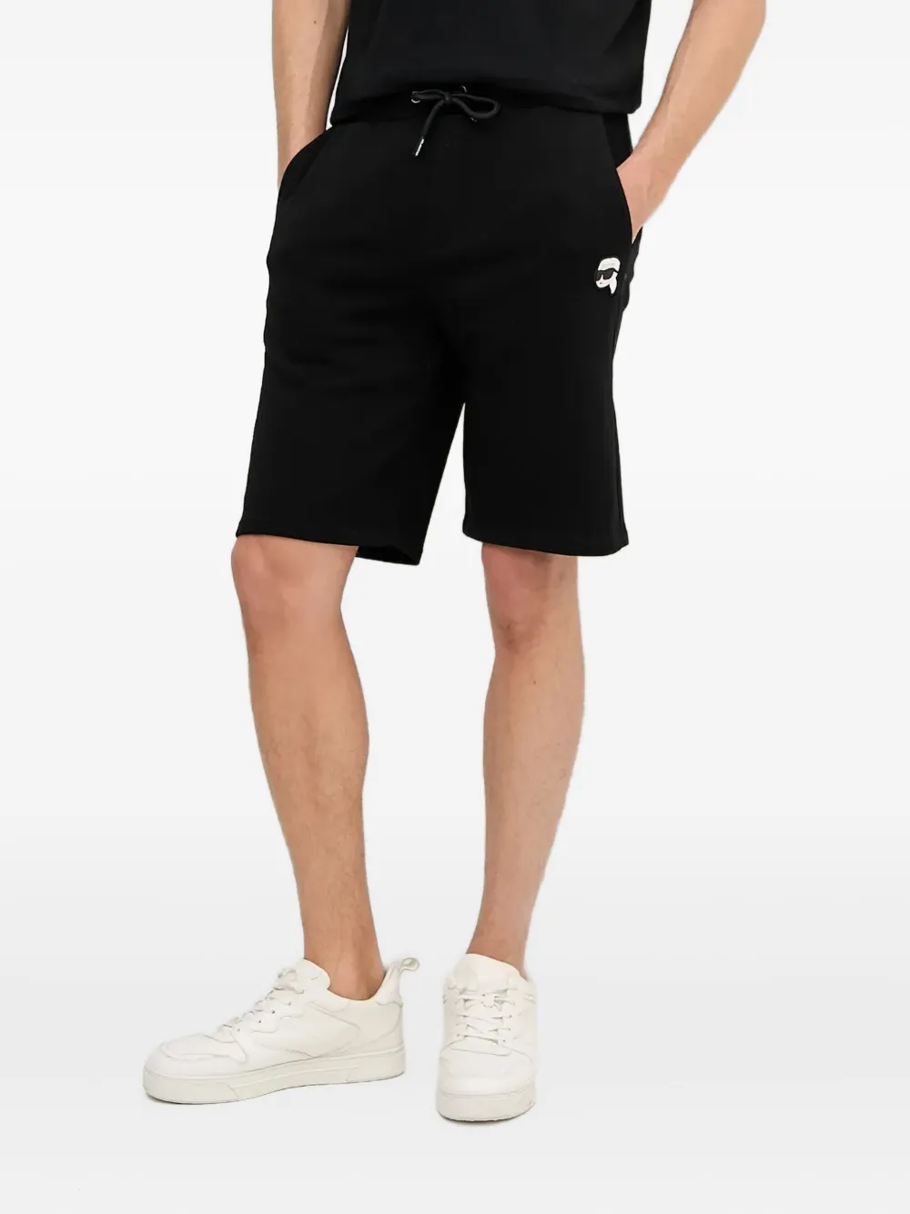 Karl Lagerfeld logo-patch drawstring shorts Zwart